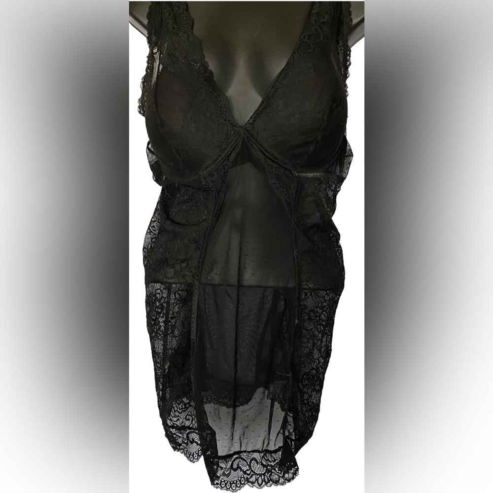 LVR BLK Sheer Lace Chemise, XL *P1056 - Picture 1 of 5